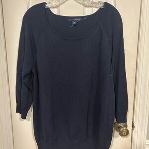 Basic Editions Dotted Women's Navy Scoop Neck Sweater